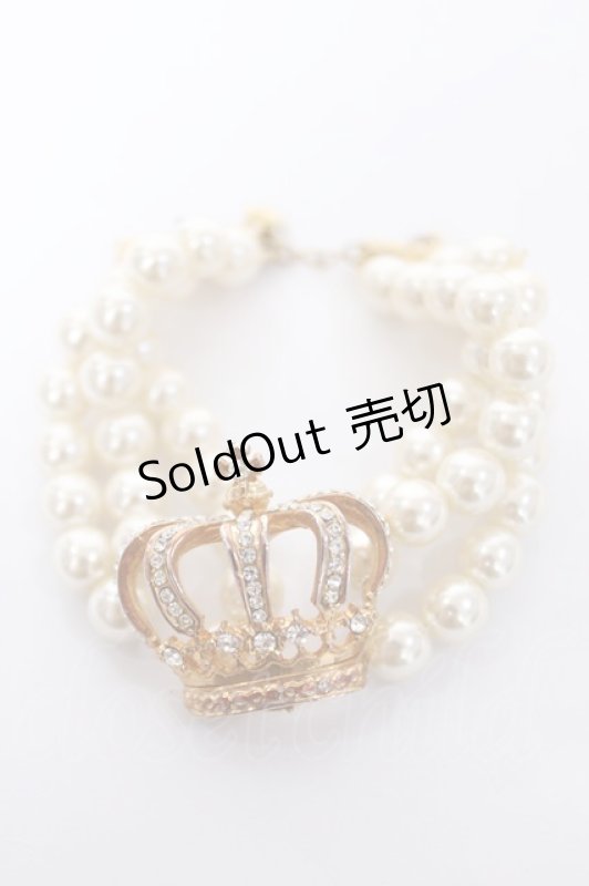 画像1: JESUS DIAMANTE / 王冠パールブレスレット  ゴールド Y-26-04-19-067-JE-AC-SZ-ZY (1)
