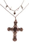 画像1: axes femme / 十字架×ローズネックレス  アンティークゴールド Y-26-04-19-010-AX-AC-SZ-ZY (1)