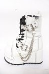 画像2: YOSUKE / 厚底ベルト付きレースアップブーツ L 白 Y-26-04-19-121-PU-SH-SZ-ZY (2)