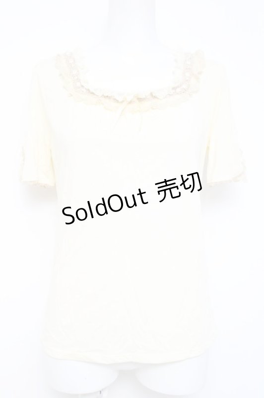 画像1: axes femme / レースリボン半袖プルオーバー M 生成り Y-26-04-21-039-AX-TO-SZ-ZY (1)