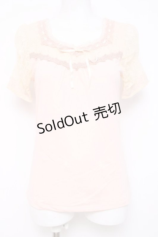 画像1: axes femme / レース使い半袖インナープルオーバー M ピンク Y-26-04-21-051-AX-TO-SZ-ZY (1)