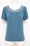 画像1: axes femme / レース配色Tシャツ M ブルー Y-26-04-21-055-AX-TO-SZ-ZY (1)