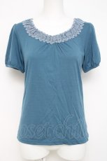 画像1: axes femme / レース配色Tシャツ M ブルー Y-26-04-21-055-AX-TO-SZ-ZI (1)