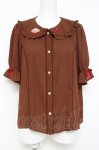 画像1: axes femme kawaii / クマパフェ刺繍ブラウス  茶 Y-26-04-21-076-AX-BL-SZ-ZY (1)