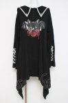 画像1: LISTEN FLAVOR / 薔薇と黒猫のコウモリセーラーワンピ  黒 Y-26-04-21-090-PU-OP-SZ-ZY (1)