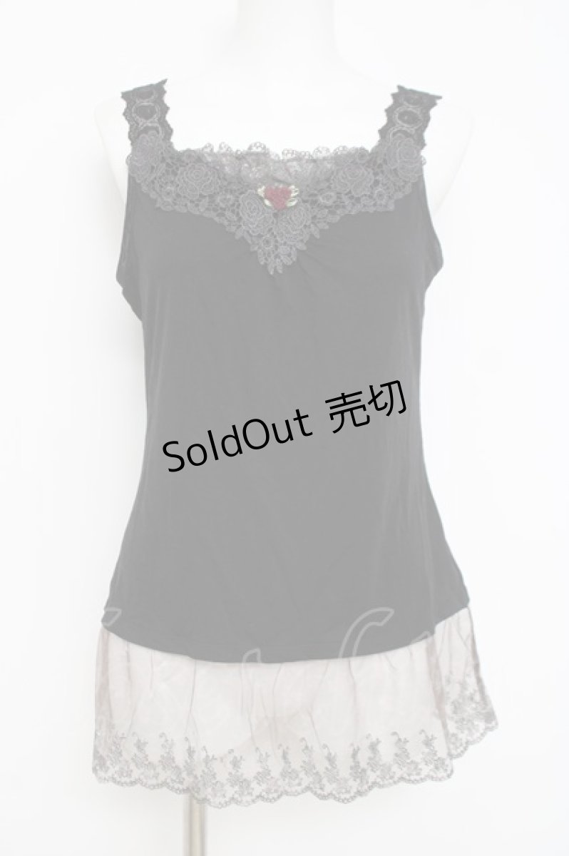 画像1: axes femme / 花柄チュールレース使いタンク M 黒 Y-26-04-21-012-AX-TO-SZ-ZS (1)