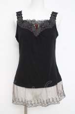 画像1: axes femme / 花柄チュールレース使いタンク M 黒 Y-26-04-21-012-AX-TO-SZ-ZS (1)