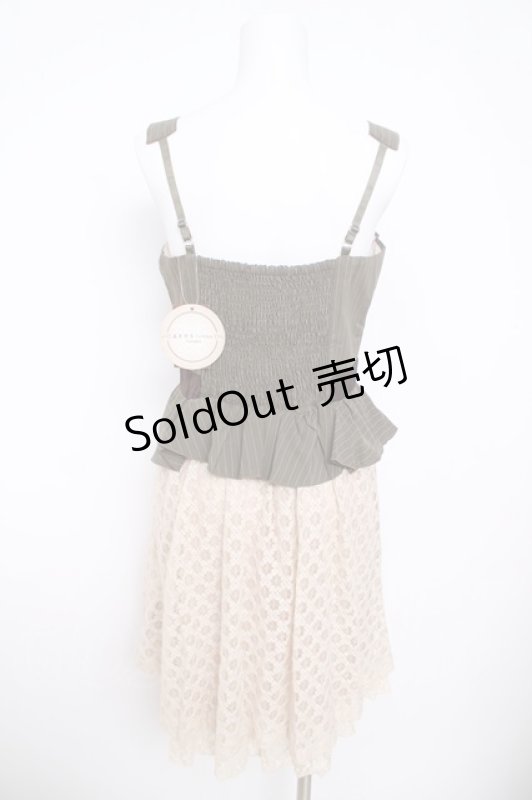 画像2: axes femme / ストライプ×レースワンピース M カーキ Y-26-04-21-115-AX-OP-SZ-ZY (2)