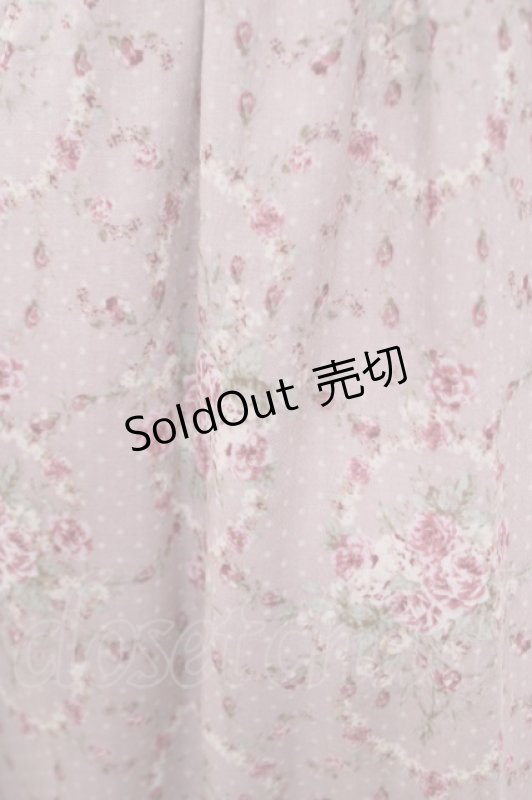 画像3: axes femme / スリット入りバラ柄ロングワンピース M 淡ピンク Y-26-04-21-116-AX-OP-SZ-ZY (3)