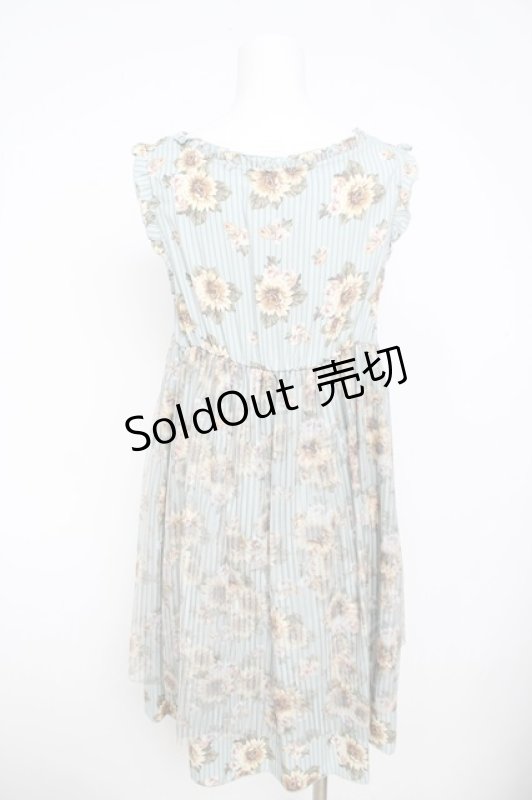 画像2: axes femme / ひまわり柄チュール重ねチュニ M サックス Y-26-04-21-124-AX-OP-SZ-ZY (2)