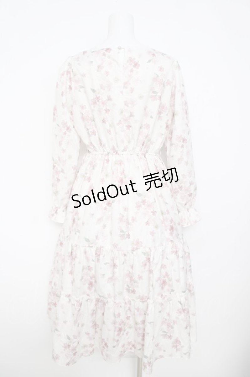 画像2: axes femme / 桜柄ティアードワンピース M オフ Y-26-04-21-145-AX-OP-SZ-ZY (2)