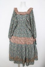 画像1: axes femme NOSTALGIE / 小花切替裾刺繍ワンピース M グリーン Y-26-04-21-148-AX-OP-SZ-ZS (1)