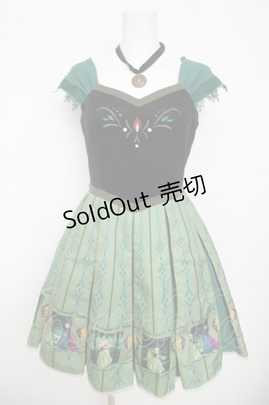 画像1: Secret Honey / チョーカー付戴冠式ワンピース(アナと雪の女王ver)  グリーン Y-26-04-21-156-CA-OP-SZ-ZY (1)