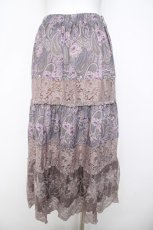 画像2: axes femme / ペイズリー×花柄ロングスカート  淡ピンク Y-26-04-21-162-AX-SK-SZ-ZS (2)