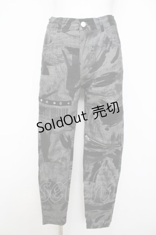 画像1: NieR Clothing / ペイントパンツ F グレー/黒 Y-26-04-21-186-PU-PA-SZ-ZY (1)