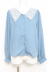 画像1: axes femme POETIQUE / フラワー刺繍襟ブラウス M サックス Y-26-04-21-021-AX-BL-SZ-ZY (1)