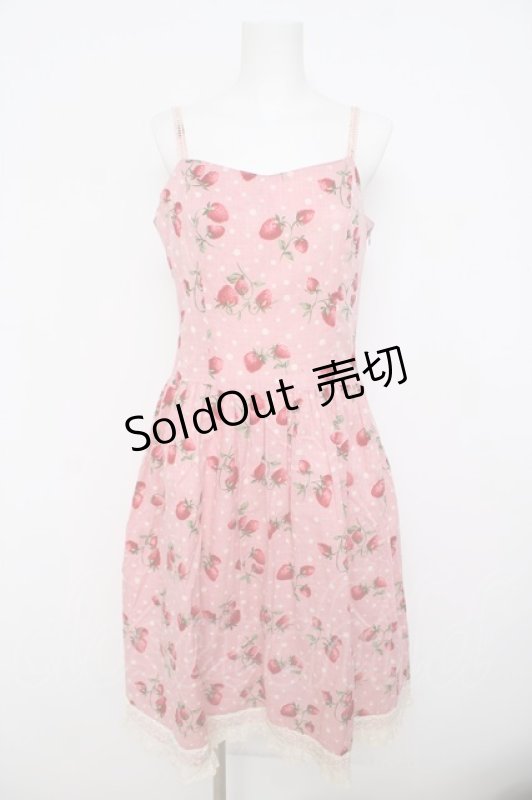 画像1: Jane Marple / ポルカドットストロベリーキャミワンピース M ピンク Y-26-04-22-097-JM-OP-SZ-ZY (1)