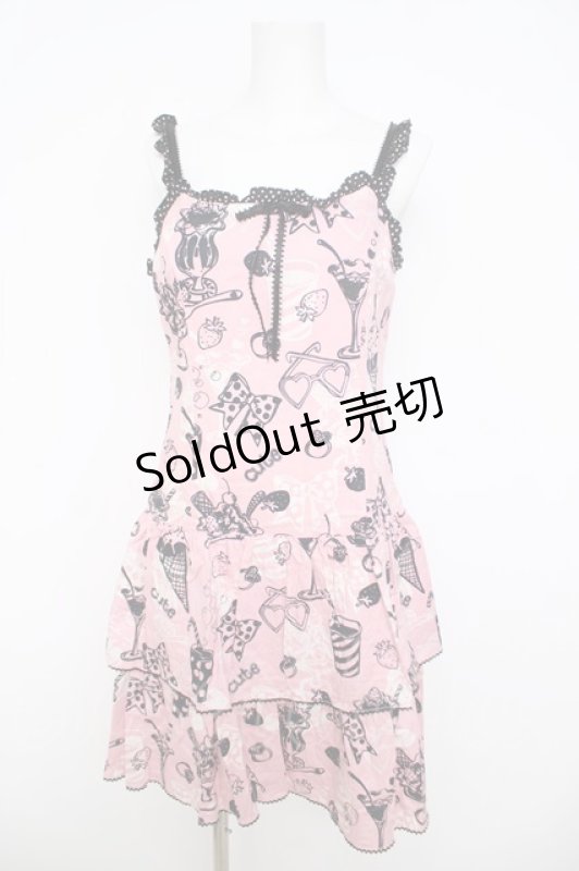 画像1: Emily Temple cute / リボン×パフェキャミワンピース  ピンク Y-26-04-22-098-ET-OP-SZ-ZY (1)