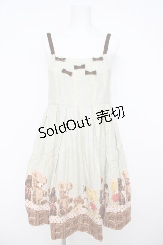 画像1: Emily Temple cute / チョコ&ぬいぐるみノースリーブワンピース  サックス Y-26-04-22-099-ET-OP-SZ-ZY (1)