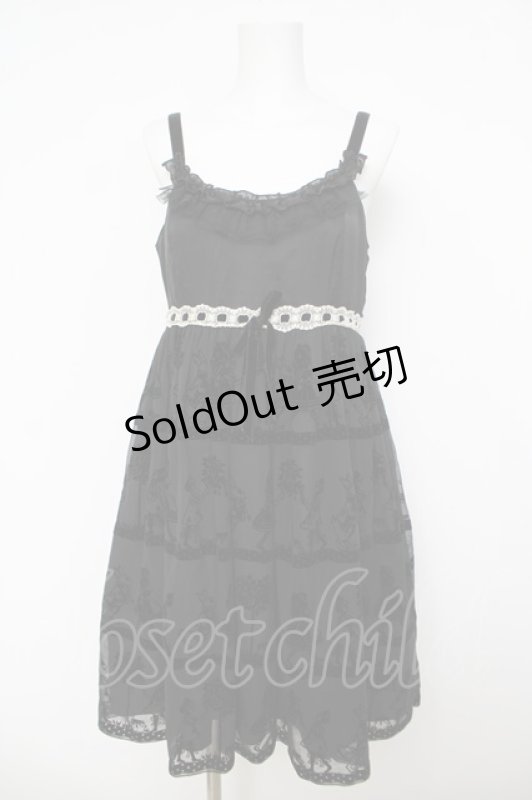 画像1: Emily Temple cute / ワンダーランドフロッキーノースリーブワンピース  黒 Y-26-04-22-101-ET-OP-SZ-ZY (1)