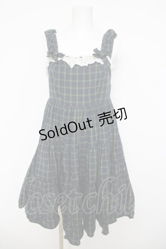 画像1: Emily Temple cute / タータンチェックノースリーブワンピース  グリーン Y-26-04-22-102-ET-OP-SZ-ZY (1)