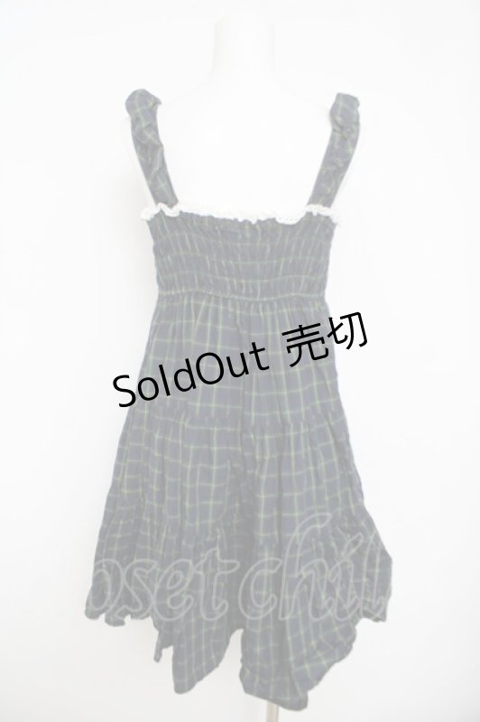画像2: Emily Temple cute / タータンチェックノースリーブワンピース  グリーン Y-26-04-22-102-ET-OP-SZ-ZY (2)