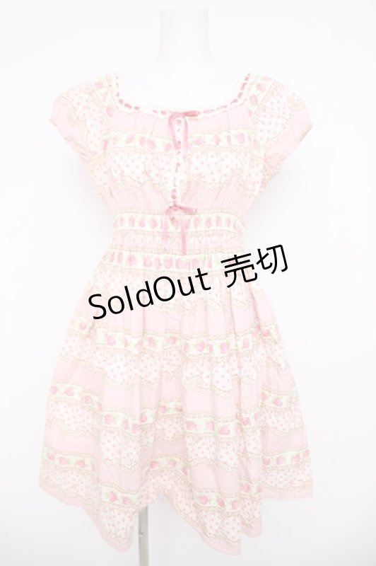 画像1: Emily Temple cute / フリルドット苺ワンピース  ピンク Y-26-04-22-104-ET-OP-SZ-ZY (1)