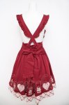 画像2: Amavel / いちごのカップケーキエプロンジャンパースカート F ワイン Y-26-04-22-112-CA-SK-SZ-ZY (2)