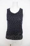 画像1: franche lippee black / スカラップ襟ドット柄タンクトップ M 紺 Y-26-04-22-054-LO-TO-SZ-ZY (1)