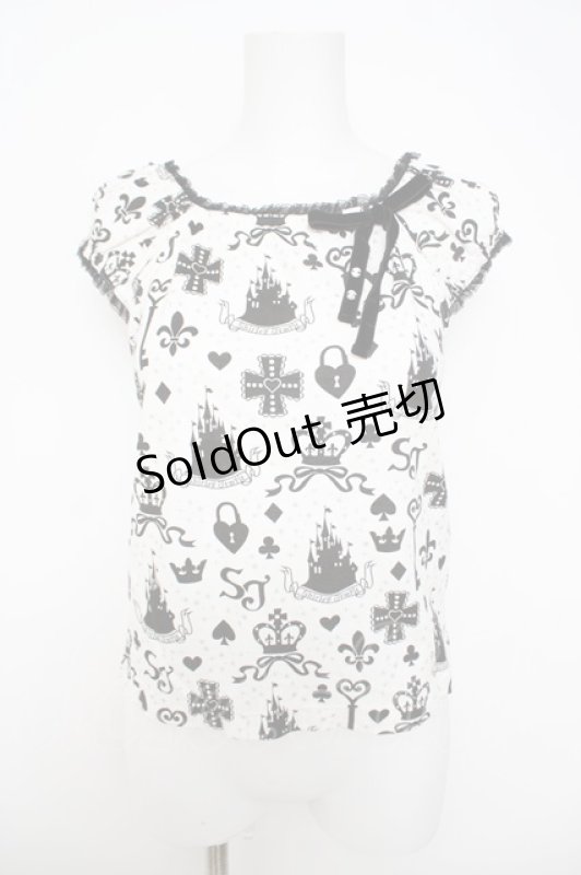 画像1: Shirley Temple / お城総柄ミニ袖カットソー 160 白 Y-26-04-22-055-ET-TO-SZ-ZY (1)