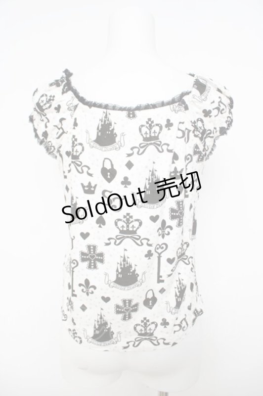 画像2: Shirley Temple / お城総柄ミニ袖カットソー 160 白 Y-26-04-22-055-ET-TO-SZ-ZY (2)