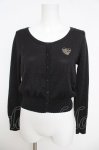 画像1: Emily Temple cute / ハートロゴ刺繍ラメニットカーディガン  黒 Y-26-04-22-079-ET-TO-SZ-ZY (1)