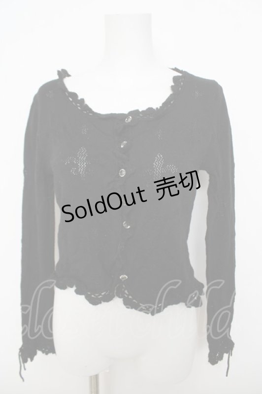 画像1: Emily Temple cute / 百合紋章ニットカーディガン M 黒 Y-26-04-22-080-ET-TO-SZ-ZY (1)