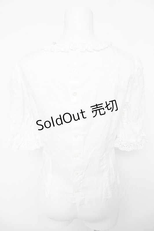 画像2: Jane Marple / 刺繍レースフリルブラウス M オフシロ Y-26-04-23-053-JM-BL-SZ-ZY (2)