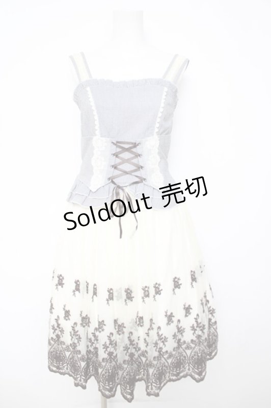 画像1: axes femme / 異素材組み合わせワンピース  グレー×生成り Y-26-04-23-057-AX-OP-SZ-ZY (1)