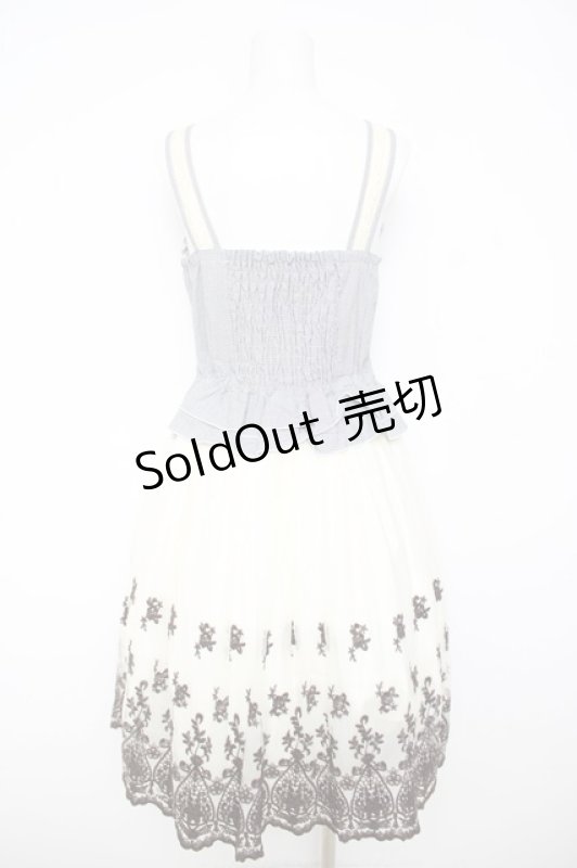 画像2: axes femme / 異素材組み合わせワンピース  グレー×生成り Y-26-04-23-057-AX-OP-SZ-ZY (2)