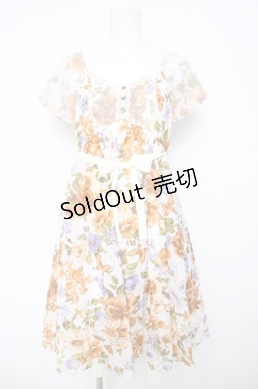 画像1: axes femme / 大花柄ミディワンピース  生成り Y-26-04-23-066-AX-OP-SZ-ZY (1)