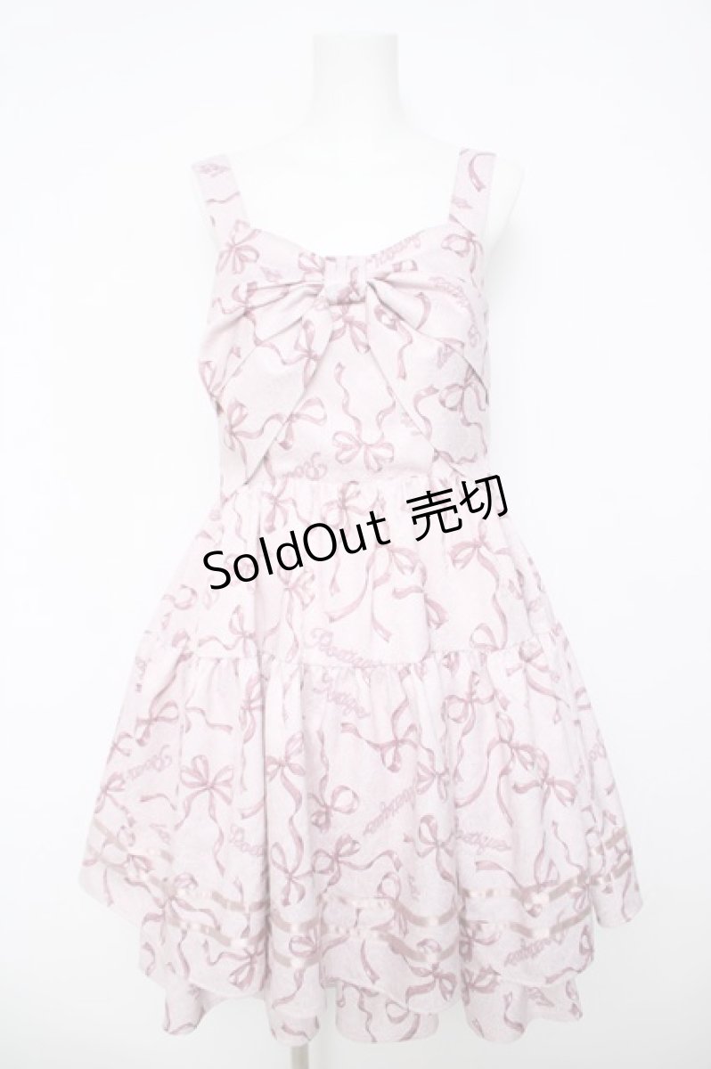 画像1: axes femme POETIQUE / リボン柄ドールジャンパースカート M ピンク Y-26-04-23-072-AX-OP-SZ-ZY (1)