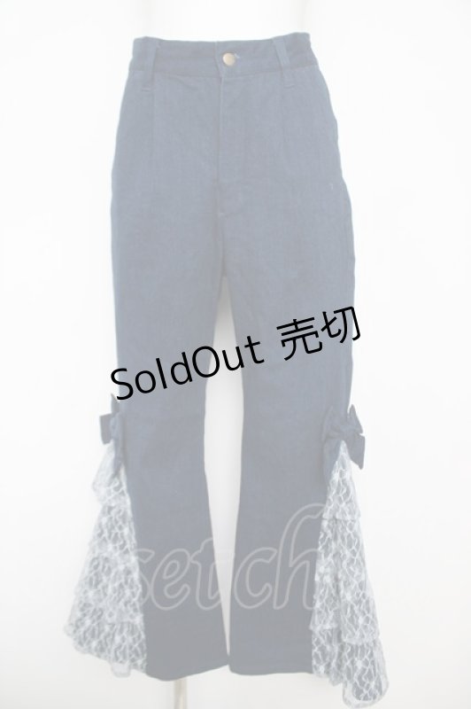 画像1: axes femme POETIQUE / サイドレースフレアデニムパンツ  インディゴ Y-26-04-23-095-AX-PA-SZ-ZY (1)