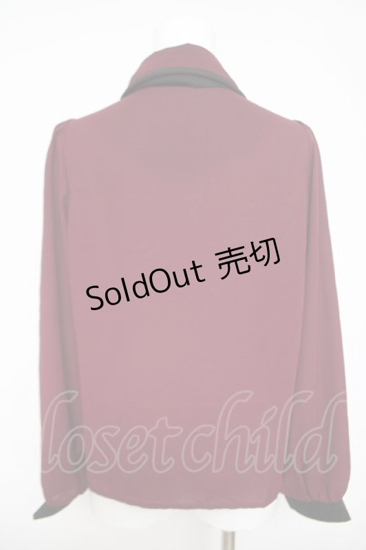 画像2: axes femme POETIQUE / 刺繍リボンタイブラウス  ワイン Y-26-04-23-011-AX-BL-SZ-ZY (2)