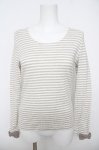 画像1: Emily Temple cute / 袖リボン付ボーダーカットソー  オフ×グレー Y-26-04-23-041-ET-TO-SZ-ZY (1)