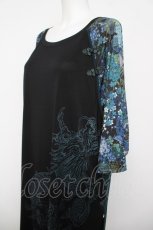 画像3: Qutie Frash / 龍ptロングカットソー  黒×ブルーグリーン Y-26-04-24-040-QU-TO-SZ-ZY (3)