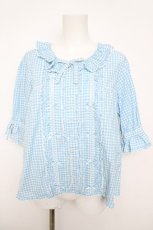 画像1: PINK HOUSE / はしごレース&サテンリボン使いローンブラウス F サックス Y-26-04-24-073-LO-BL-SZ-ZY (1)