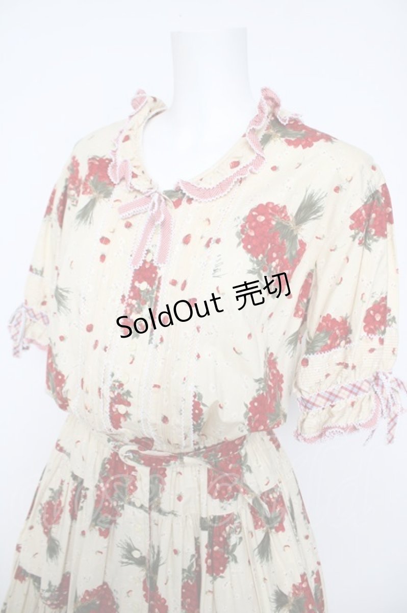 画像3: WONDERFUL WORLD / いちごブーケチェックワンピース  イエロー Y-26-04-24-094-LO-OP-SZ-ZY (3)