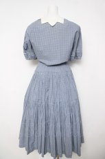 画像2: KANEKO ISAO / ギンガムワンピース  ブルー Y-26-04-24-098-EL-OP-SZ-ZY (2)
