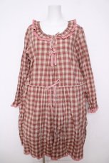 画像1: PINK HOUSE / オリジナルチェックワンピース F ベージュ×赤 Y-26-04-24-103-LO-OP-SZ-ZY (1)