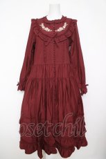 画像1: PINK HOUSE / 小花刺繍入りフリルワンピース F ボルドー Y-26-04-24-110-LO-OP-SZ-ZY (1)