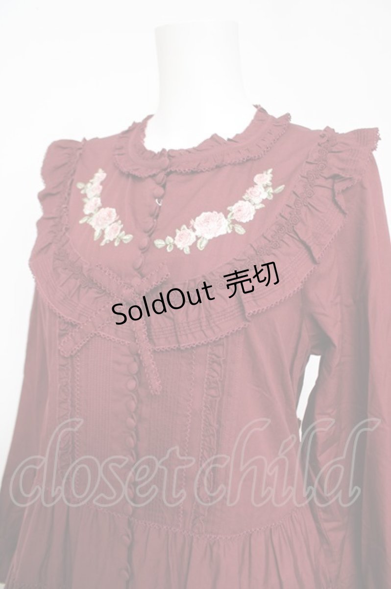 画像3: PINK HOUSE / 小花刺繍入りフリルワンピース F ボルドー Y-26-04-24-110-LO-OP-SZ-ZY (3)