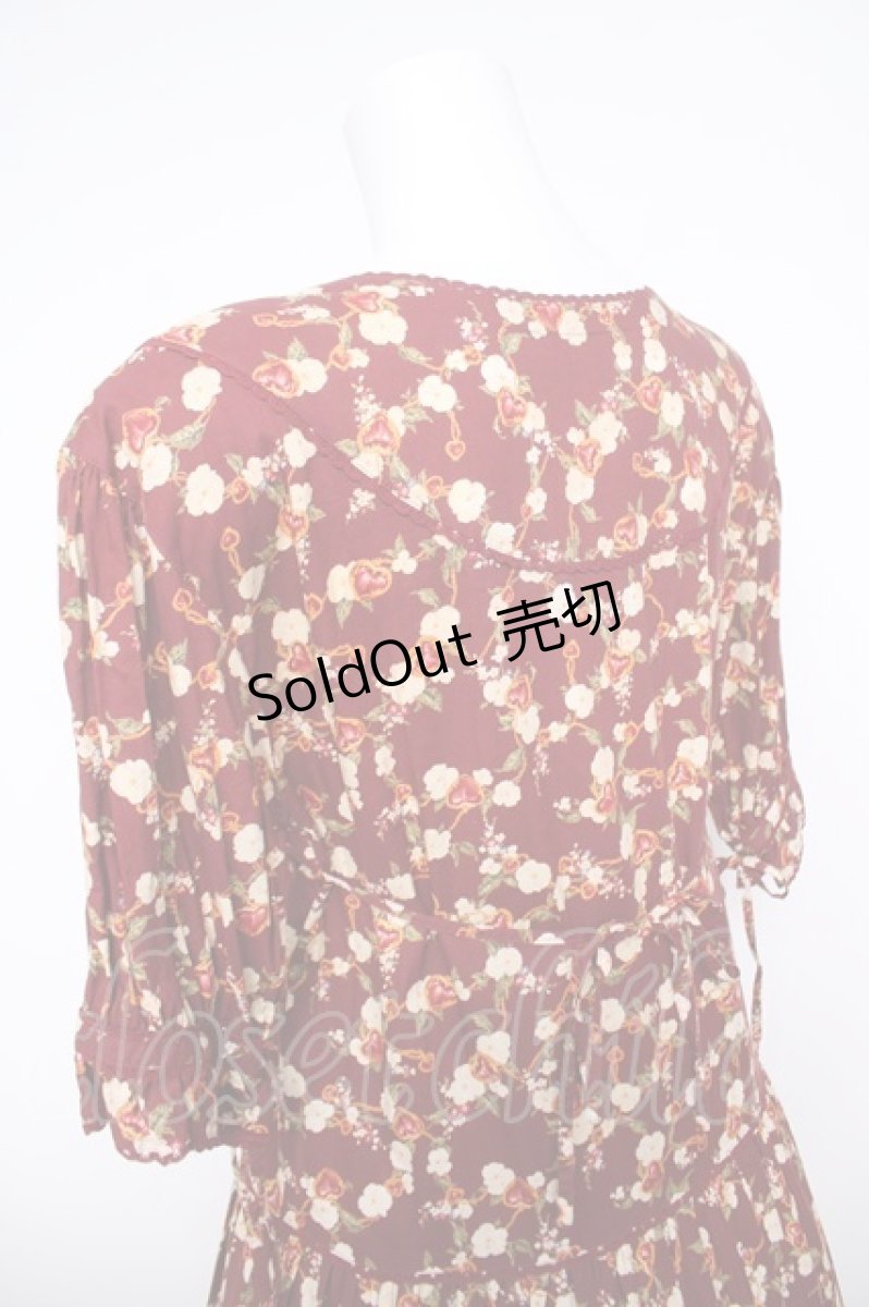 画像5: PINK HOUSE /ハートチェーンフラワーフリルワンピース F ボルドー Y-26-04-24-111-LO-OP-SZ-ZY (5)
