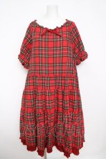 画像1: PINK HOUSE / コットンリネンタータンチェックロングティアードワンピース F 赤 Y-26-04-24-112-LO-OP-SZ-ZY (1)